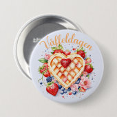 Waterverf Wafeldag, Våffeldagen Ronde Button 7,6 Cm (Voorkant /achterkant)