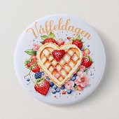 Waterverf Wafeldag, Våffeldagen Ronde Button 7,6 Cm (Voorkant)