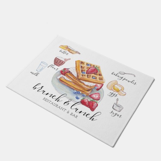 Waterverf Waffle recipe restaurant Business Deurmat (Schuin)