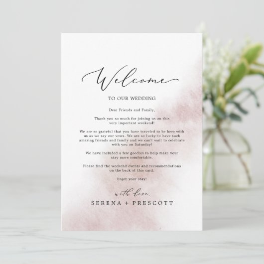 Waterverf Wake Welkomstbrief en reisroute (Staand voorkant)