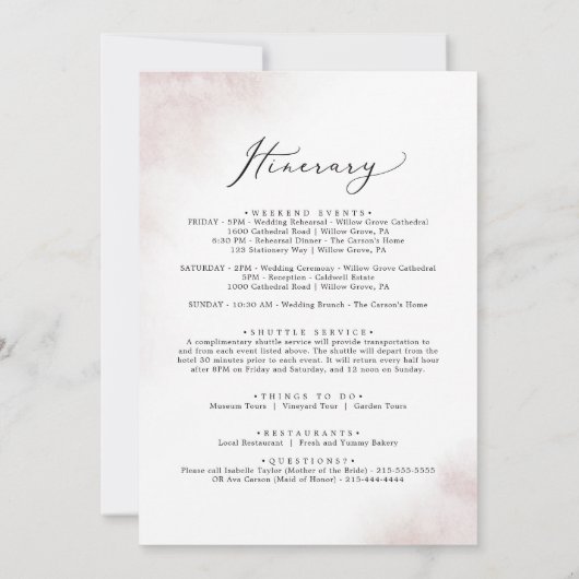 Waterverf Wake Welkomstbrief en reisroute (Achterkant)