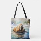 Waterverf Walrus Arctic Tote Bag (Achterkant)