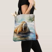 Waterverf Walrus Arctic Tote Bag (Dichtbij)