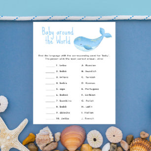 Waterverf walvis - baby rond de wereld spel