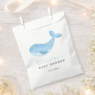 Waterverf walvis baby shower bedankzakje