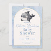 Waterverf Walvis Baby Shower  Kaart (Voorkant)