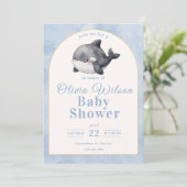 Waterverf Walvis Baby Shower  Kaart (Staand voorkant)