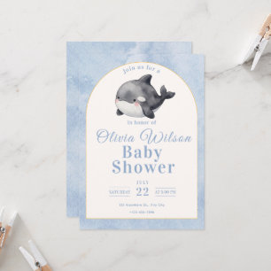 Waterverf Walvis Baby Shower Kaart