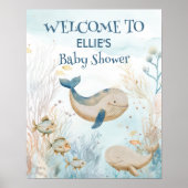 Waterverf Walvis Baby shower Onder het Zee Welkom Poster (Voorkant)
