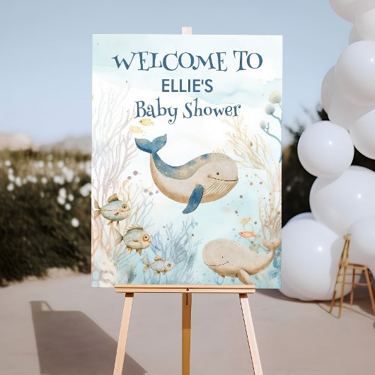 Waterverf Walvis Baby shower Onder het Zee Welkom Poster