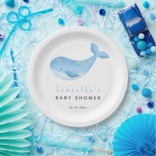 Waterverf walvis baby shower papieren bordje (Feest)