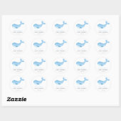 Waterverf walvis baby shower ronde sticker (Vel)