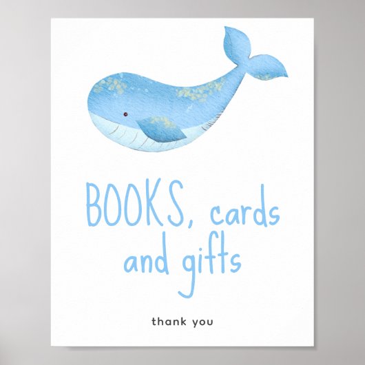 Waterverf walvis - Boeken kaarten en geschenken Poster (Voorkant)