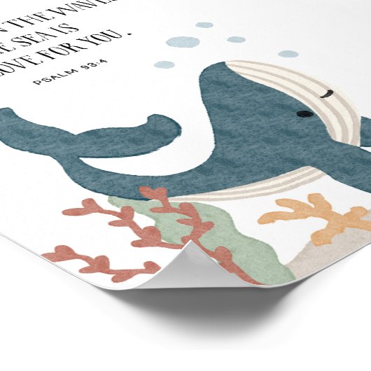 Waterverf Walvis Christelijke kinder bijbel verspr Poster (Hoek)