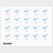 Waterverf walvis - dank u baby shower ronde sticker (Vel)