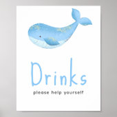 Waterverf walvis - Drankjes Poster (Voorkant)