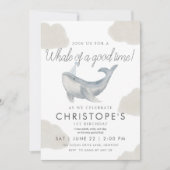 Waterverf walvis eerste verjaardagsuitnodiging kaart (Voorkant)