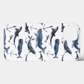 Waterverf-walvis en ankerpatroon Case-Mate iPhone case (Achterkant (horizontaal))