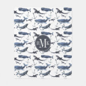 Waterverf-walvis en ankerpatroon fleece deken (Voorkant)