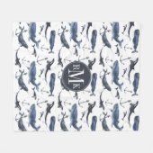 Waterverf-walvis en ankerpatroon fleece deken (Voorkant (Horizontaal))