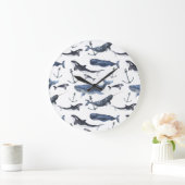 Waterverf-walvis en ankerpatroon grote klok (Huis)
