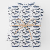 Waterverf-walvis en ankerpatroon inpakpapier vel (In situ)