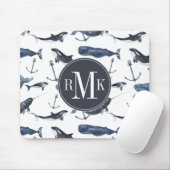 Waterverf-walvis en ankerpatroon muismat (Met muis)