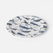 Waterverf-walvis en ankerpatroon papieren bordje (Gekanteld)