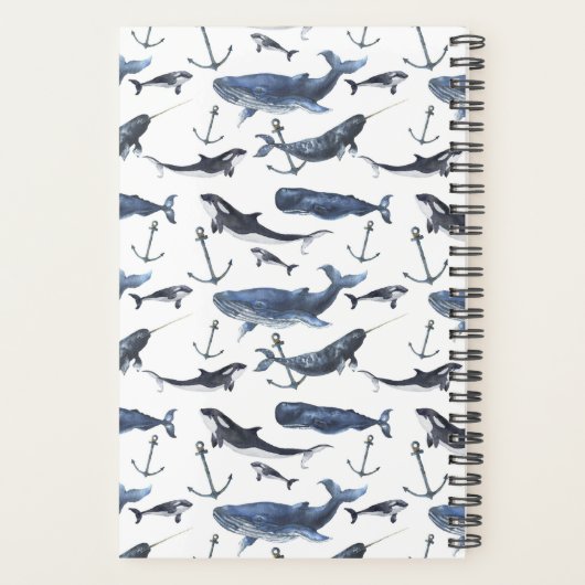 Waterverf-walvis en ankerpatroon planner (Achterkant)