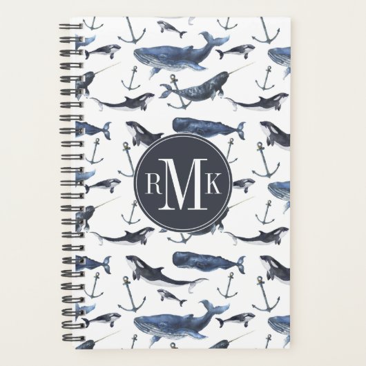 Waterverf-walvis en ankerpatroon planner (Voorkant)