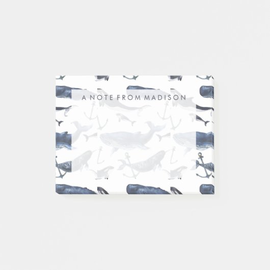 Waterverf-walvis en ankerpatroon post-it® notes (Voorkant)