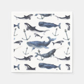 Waterverf-walvis en ankerpatroon servet (Voorkant)