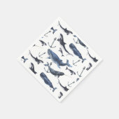 Waterverf-walvis en ankerpatroon servet (Hoek)