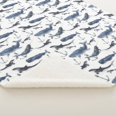 Waterverf-walvis en ankerpatroon sherpa deken (3/4)