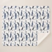 Waterverf-walvis en ankerpatroon sherpa deken (Voorkant (horizontaal))