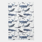 Waterverf-walvis en ankerpatroon theedoek (Verticaal)