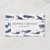 Waterverf-walvis en ankerpatroon visitekaartje (Voorkant)