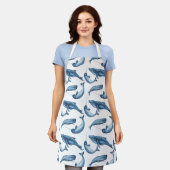 Waterverf walvis en Narwhal Nautical Pattern Schort (Gedragen)
