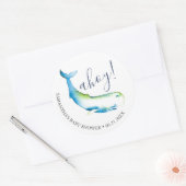 Waterverf Walvis en Zeester Blauw Ronde Sticker (Envelop)