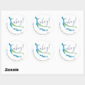 Waterverf Walvis en Zeester Blauw Ronde Sticker (Vel)