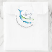 Waterverf Walvis en Zeester Blauw Ronde Sticker (Tas)