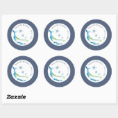 Waterverf Walvis en Zeester Blauw Ronde Sticker (Vel)