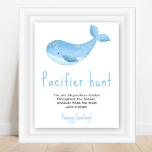 Waterverf walvis - Fopspeenjacht spel baby shower Poster
