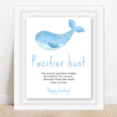 Waterverf walvis - Fopspeenjacht spel baby shower Poster