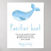 Waterverf walvis - Fopspeenjacht spel baby shower Poster (Voorkant)