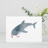 Waterverf Walvis Haai Plat Kerstkaart (Staand voorkant)