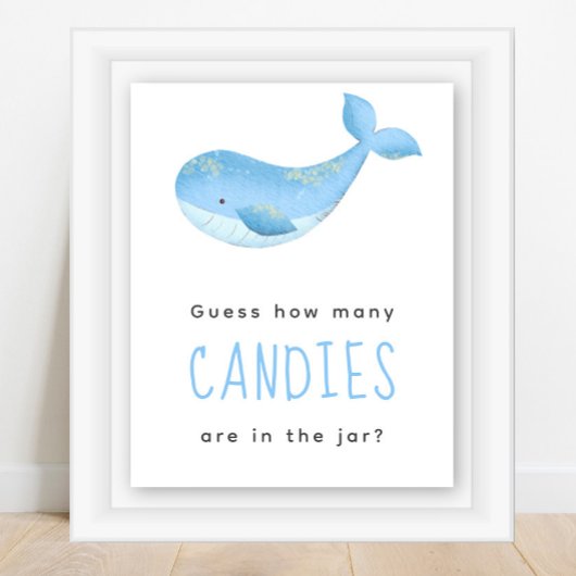 Waterverf walvis - Hoeveel snoepjes zitten er in d Poster