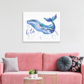 Waterverf walvis - Ik walgelijk altijd van je Canvas Afdruk (Insitu (Woonkamer))