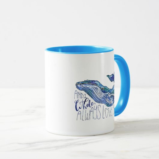 Waterverf walvis - Ik walgelijk altijd van je Mok (Voorkant rechts)