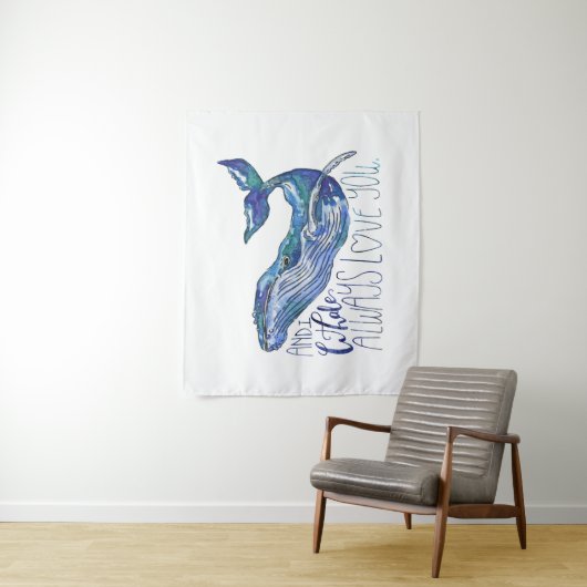 Waterverf walvis - Ik walgelijk altijd van je Wandkleed (In situ)